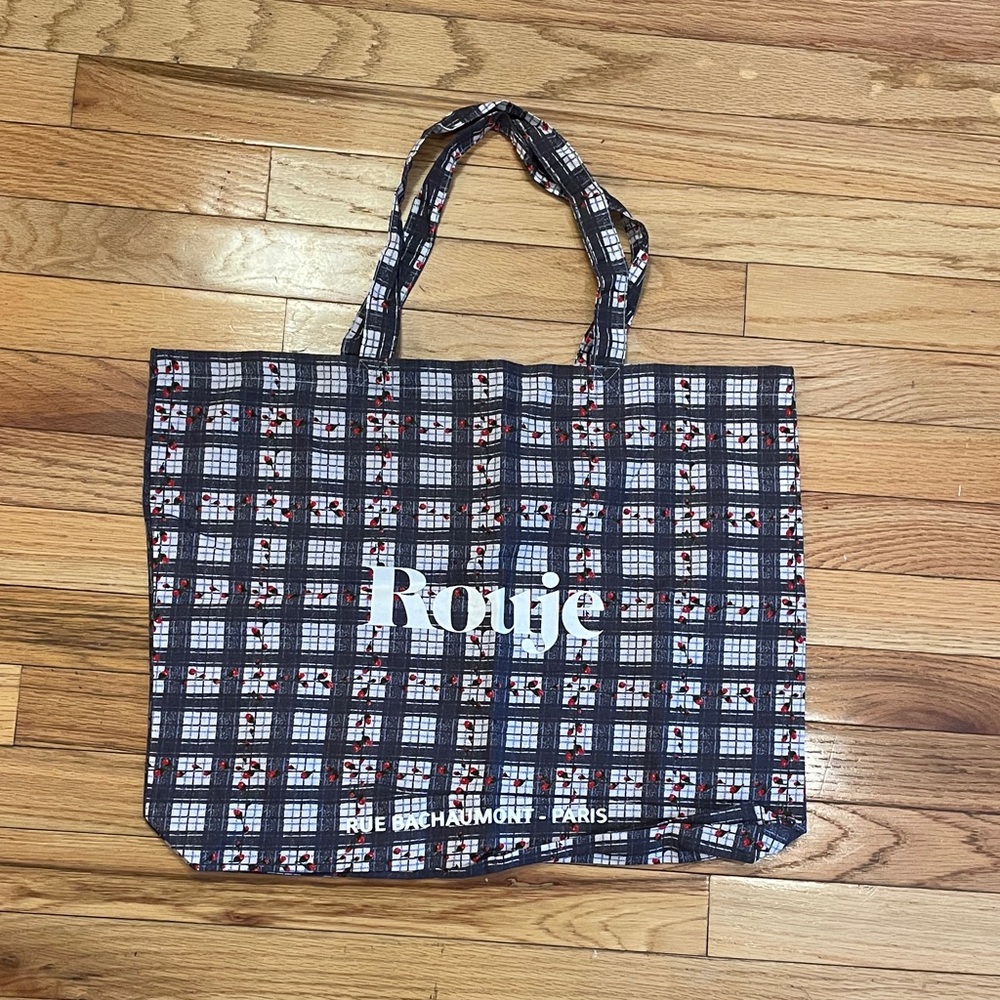 Rouje Plaid Tote Bag - Navy, White, and Red